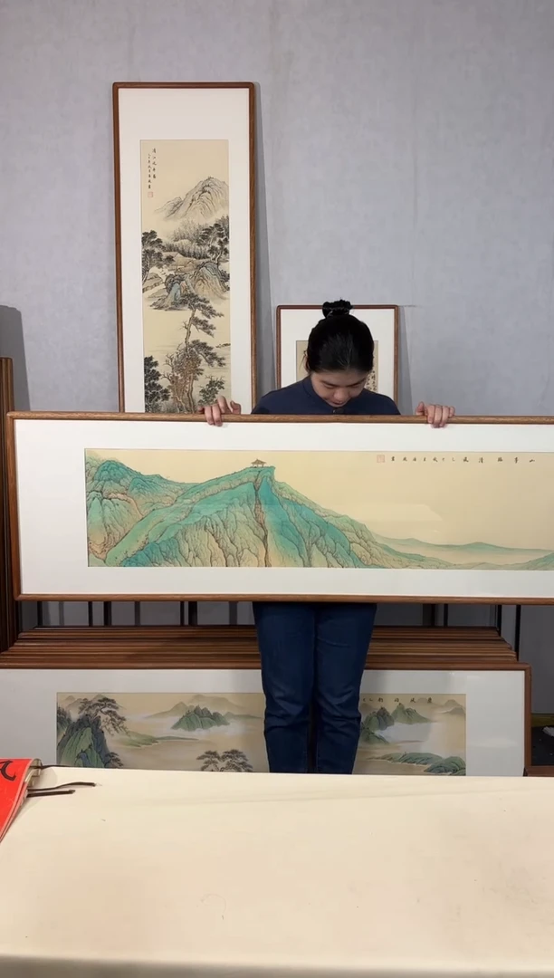 国画手绘*山亭临清风*52*172cm带框发货