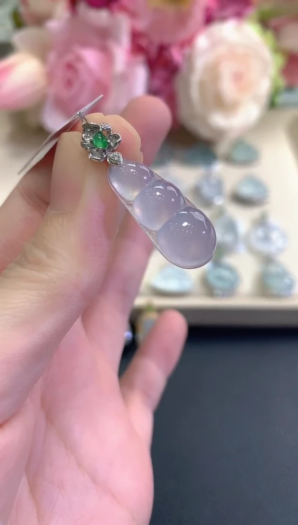 吊坠(不含链)18K金镶嵌翡翠秋日珠宝Q29