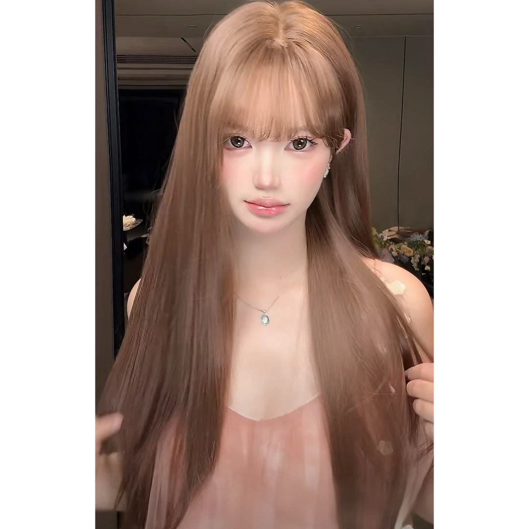 不带发网大头皮弹力网BB夹齐刘海英子中长直日常素颜直发