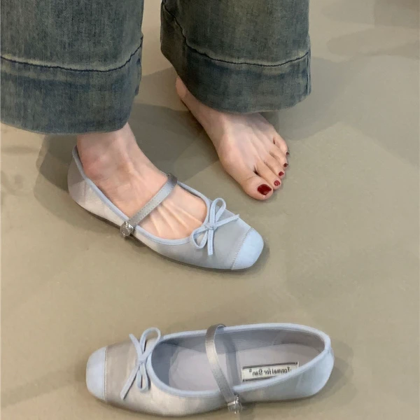 JM-588-75平底小香风浅口玛丽珍鞋2025新款法式仙女浅口芭蕾单鞋