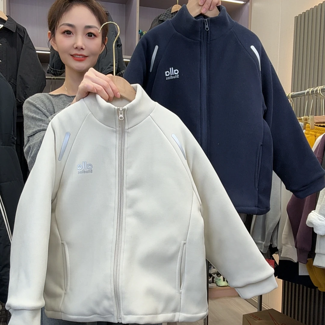 【800克加棉加厚防风保暖】儿童加绒外套男女童立领中大童冬款童装