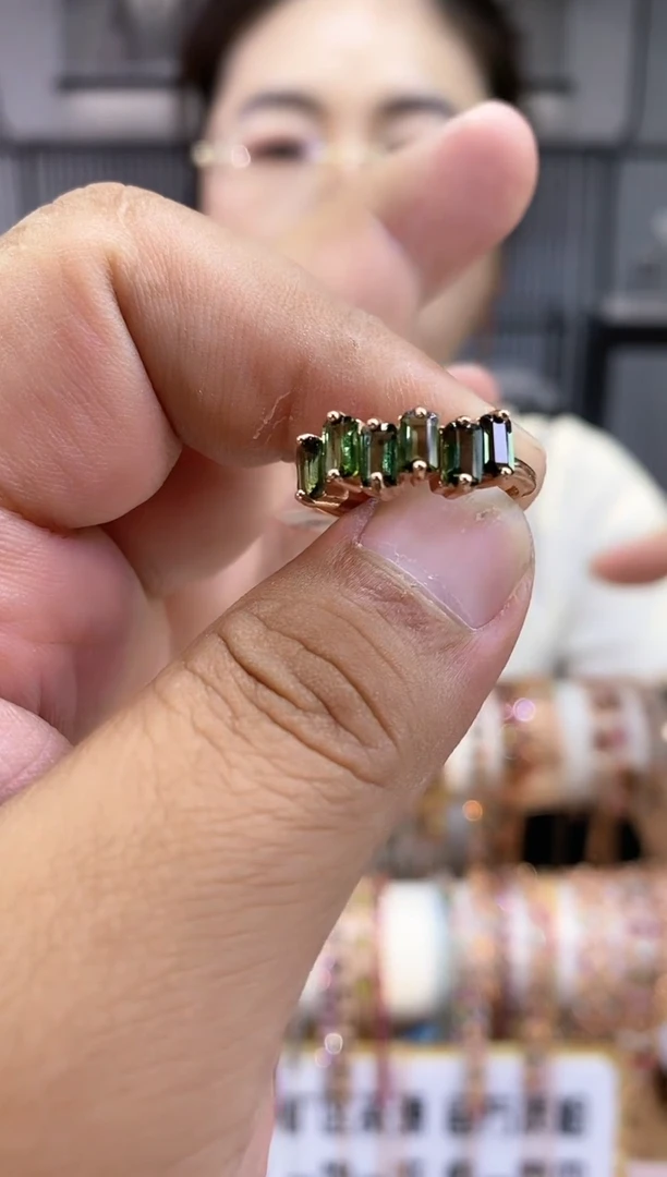 银S925镶嵌戒指碧玺45354354354354