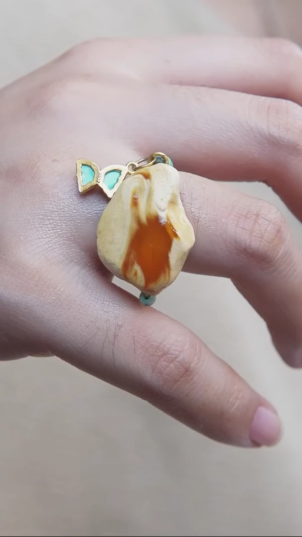 裸石蜜蜡未镶嵌*戒指设计款*蜜蜡原石戒指*