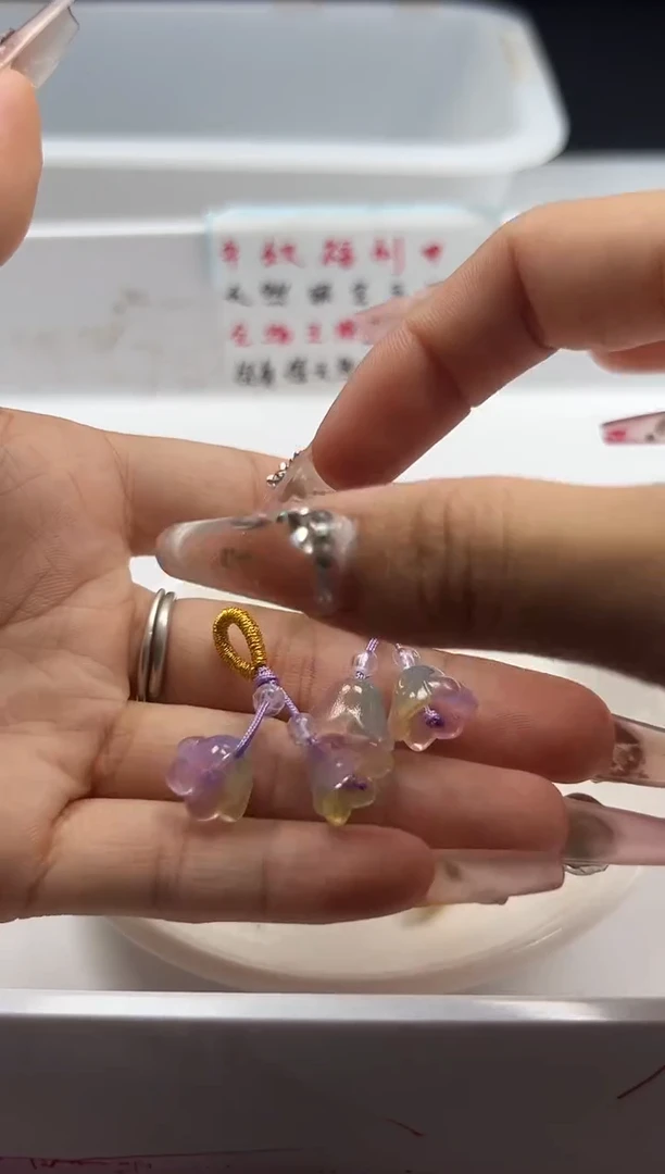 未镶嵌颈饰玛瑙/玉髓x1425彩虹郁金香手工滴流*2颗