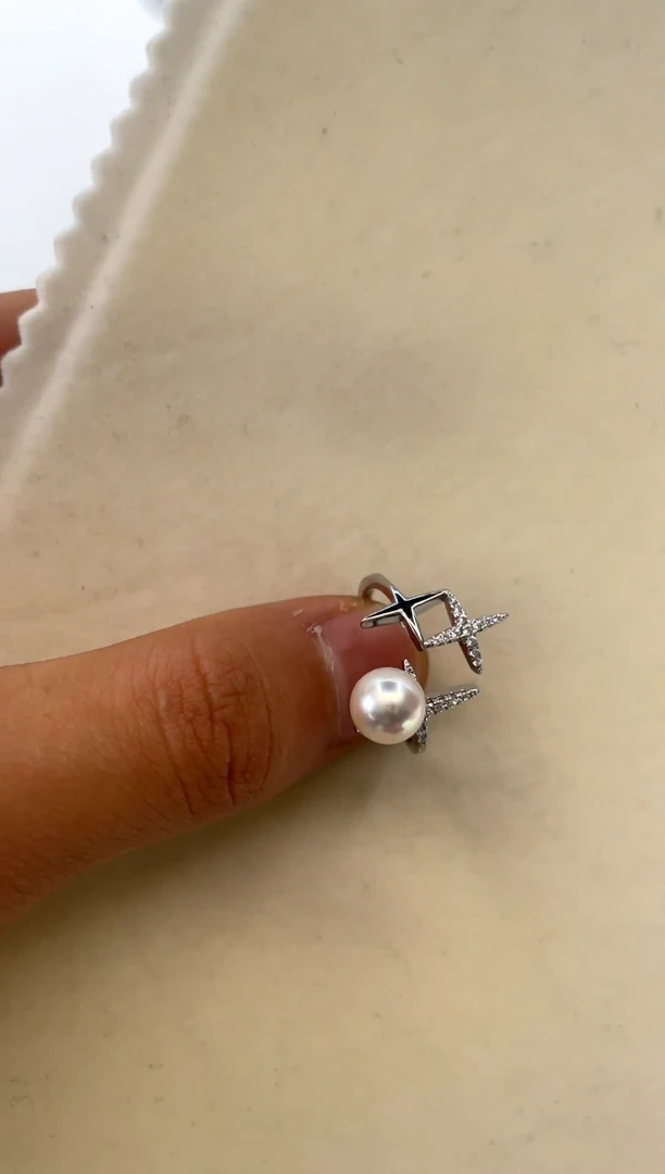 银S925镶嵌戒指海水珍珠