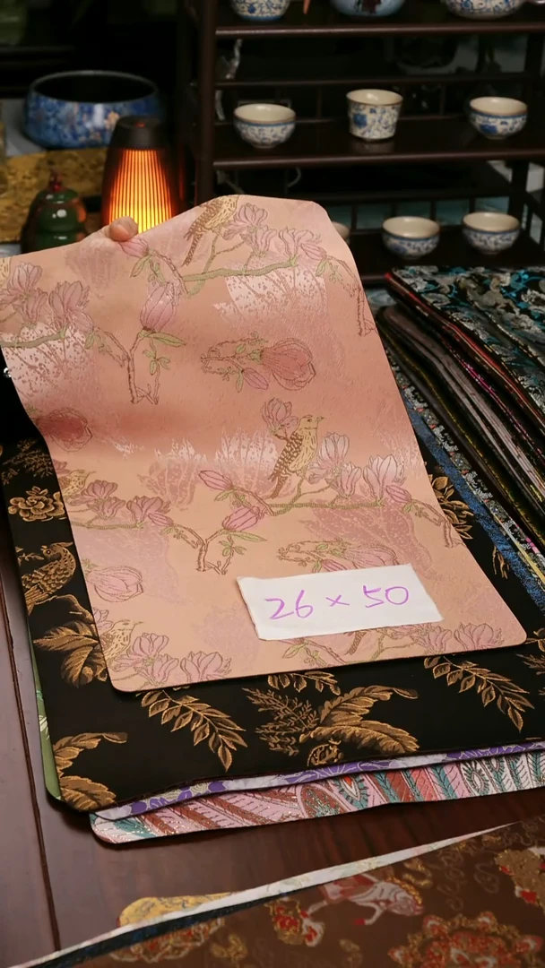 【玉兰鸟单面】中国风干泡织锦茶席26*50