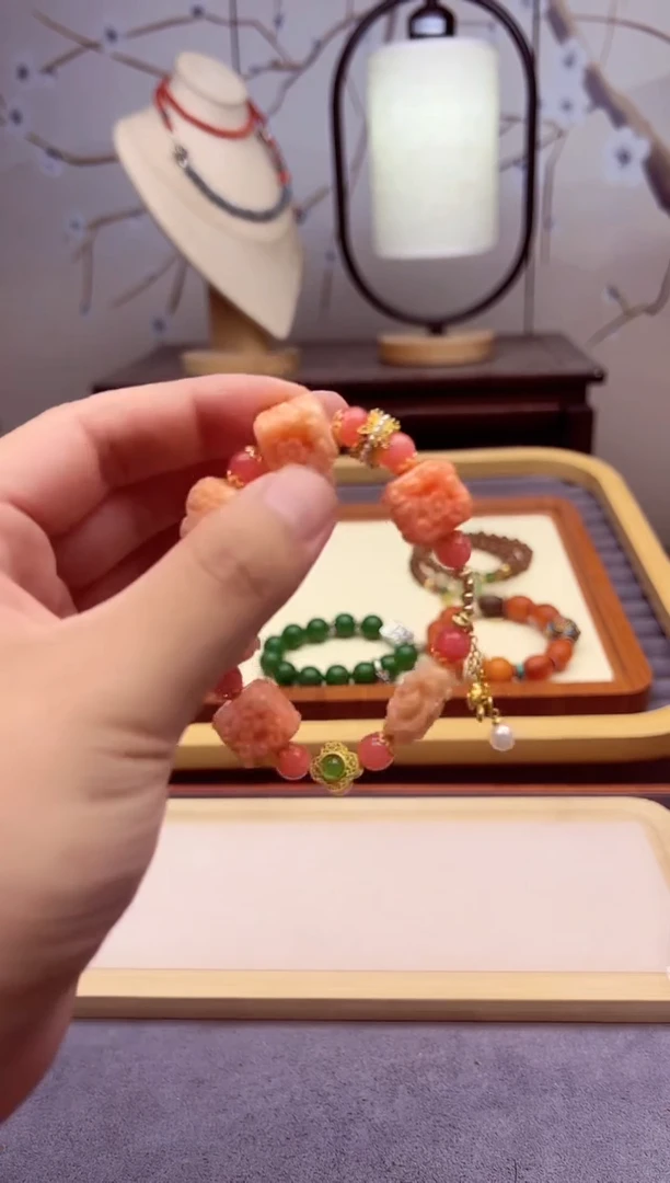 玛瑙/玉髓手链14K金镶嵌S44