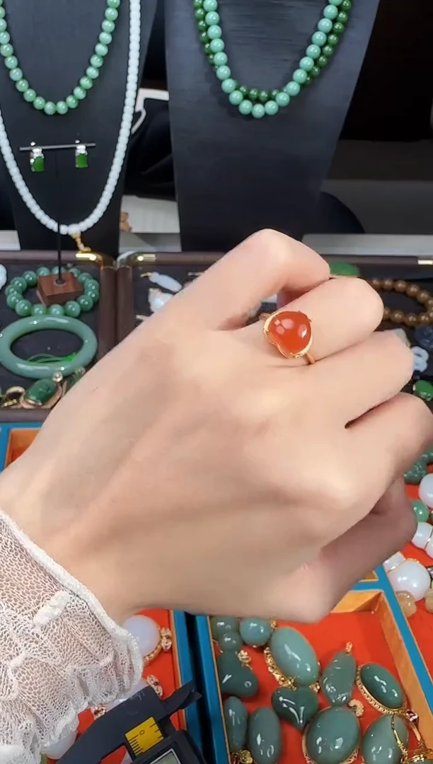 银S925镶嵌南红玛瑙戒指多样性发货拍一发一