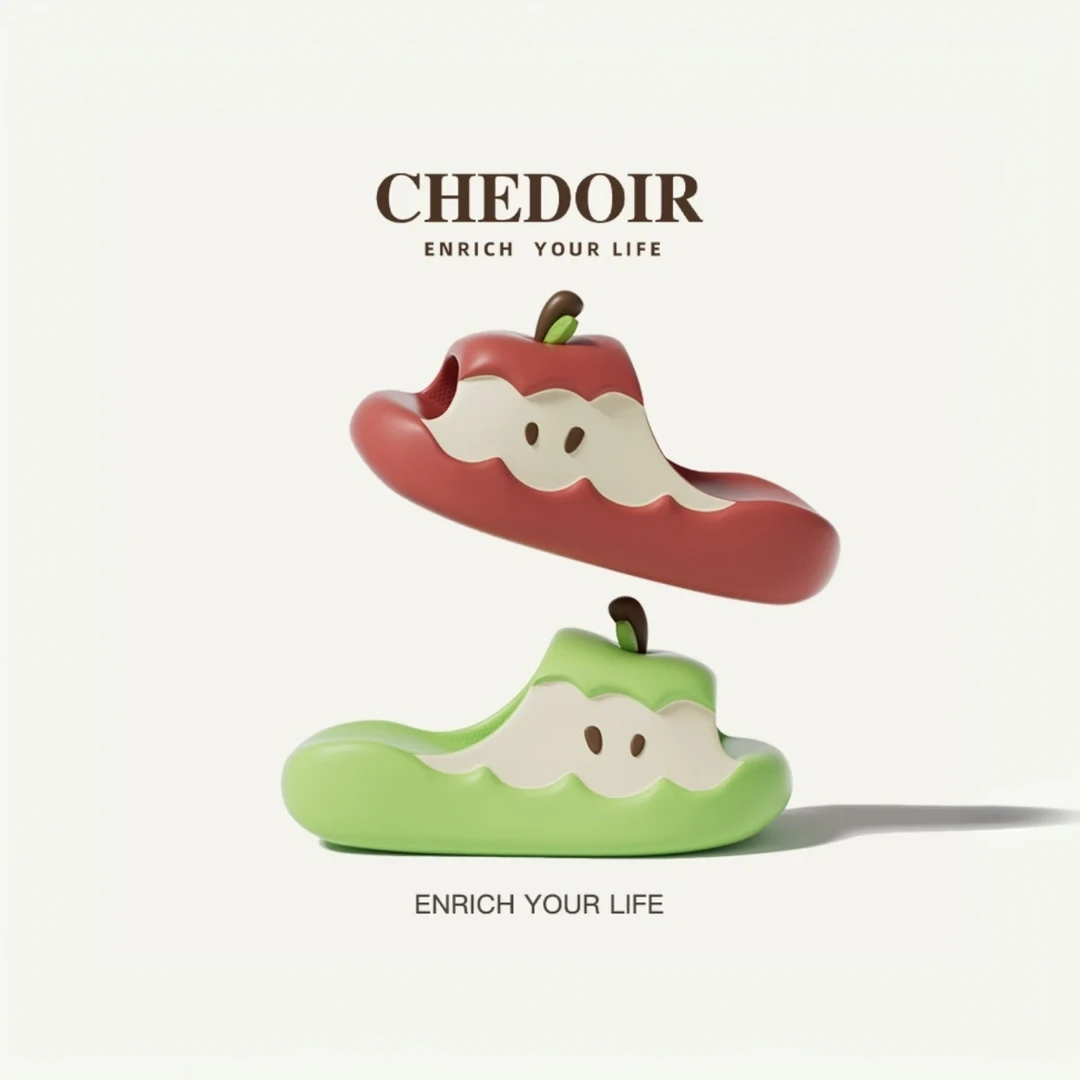 原创苹果拖鞋女 2025夏季新款ins可爱居家情侣厚底宿舍凉拖可外穿