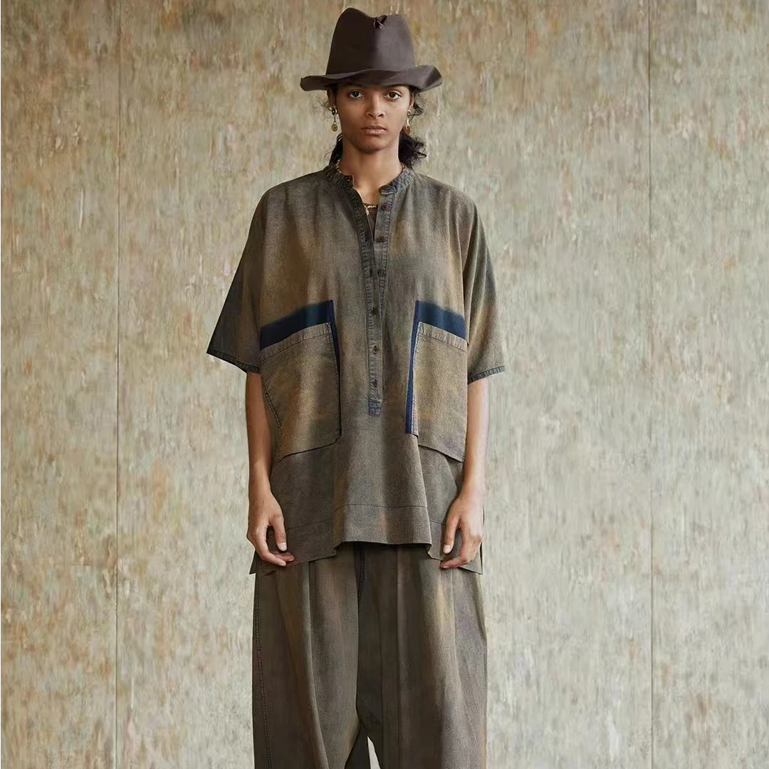 25SS9011 男装上衣有机棉做旧肌理套头衬衫雅致春夏