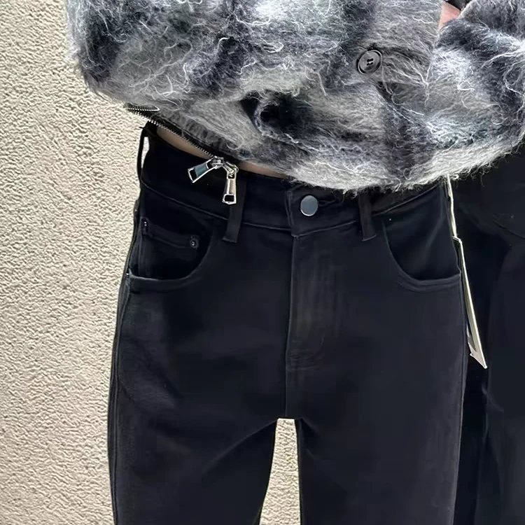 220牛仔裤女2025春新款直筒裤时尚休闲显瘦高腰黑色