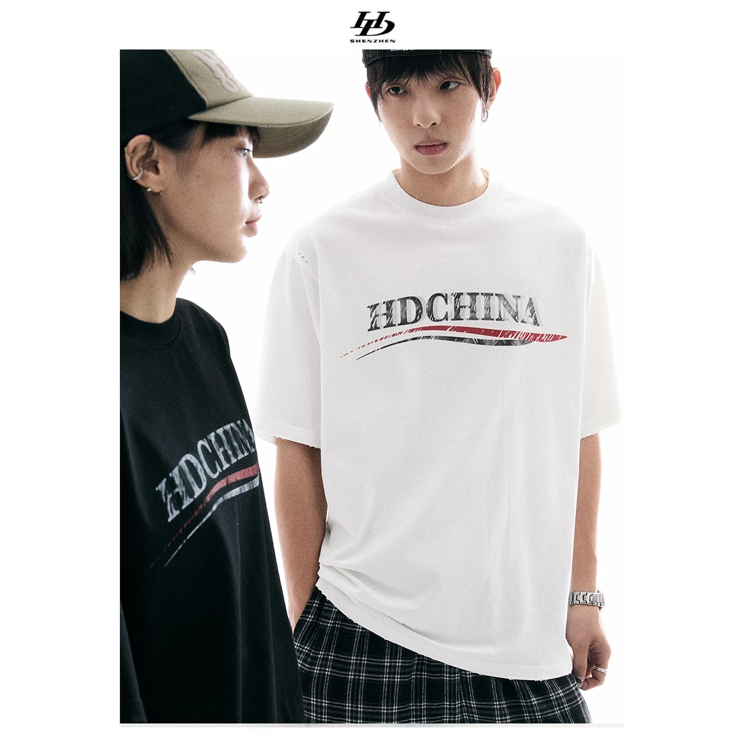 HDSTUDIO[KELE]印花阔版春夏新贵休闲透气男女宽松短袖男t恤
