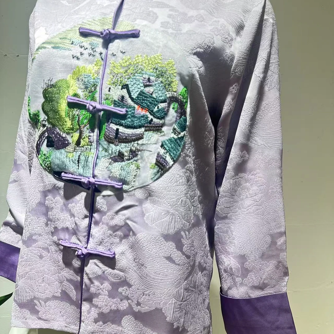 8862气质中国风复古国风印花时尚长袖上衣外套