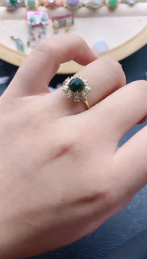 翡翠戒指银S925镶嵌11