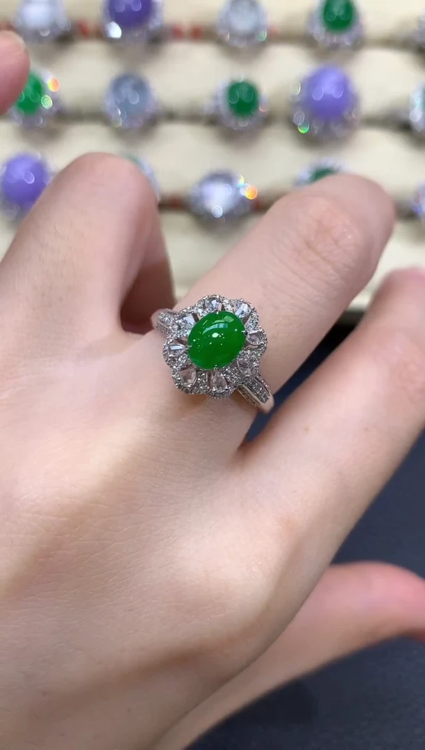 翡翠戒指18K金镶嵌春日珠宝 B140