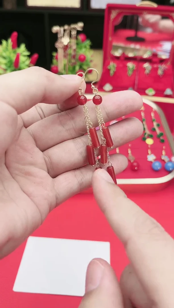 【闪购商品】南红玛瑙耳饰银S925镶嵌704000