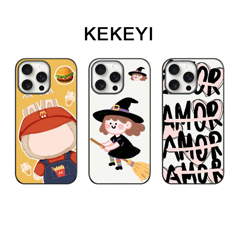 汉堡精灵适用于苹果iphone16小众ins亚克力二合一黑框手机壳