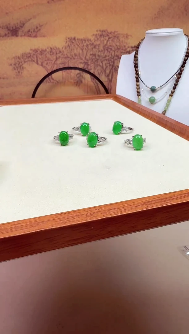 翡翠戒指银S925镶嵌J03