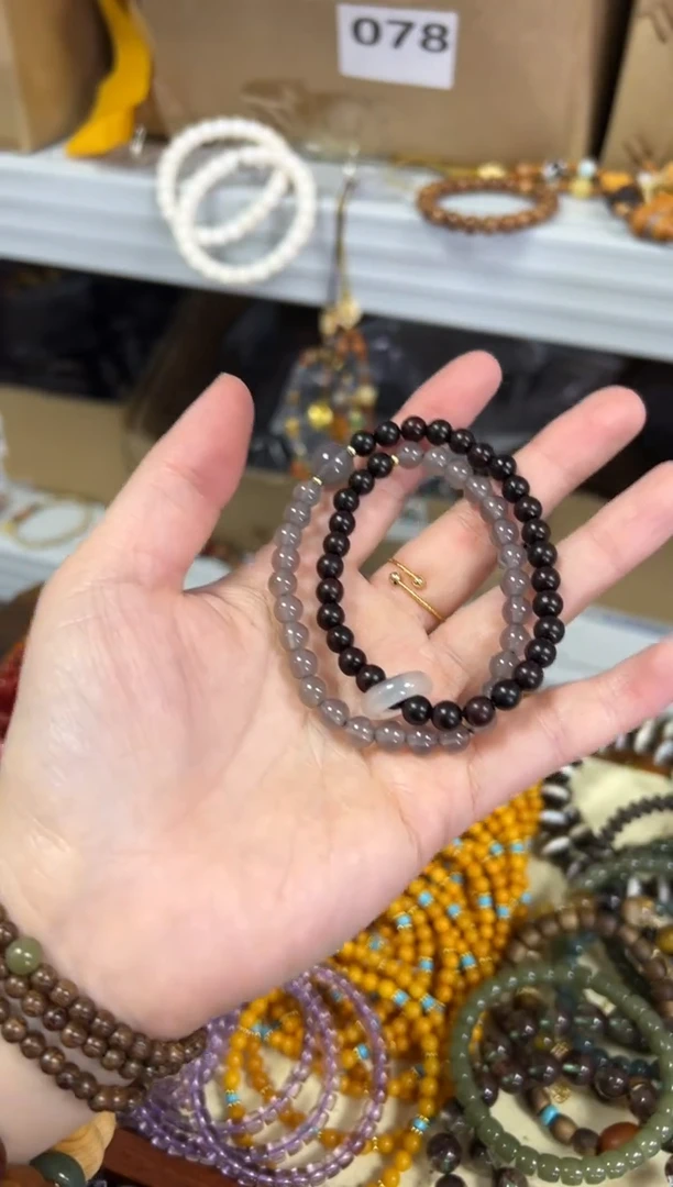 【闪购商品】檀香紫檀（小叶紫檀）手串未镶嵌紫檀木玛瑙款双圈[1146]