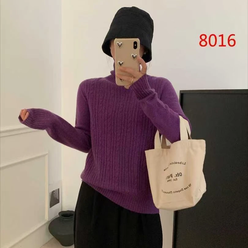 高领羊毛羊绒宽松打底衫毛衣百搭加厚秋冬针织女士