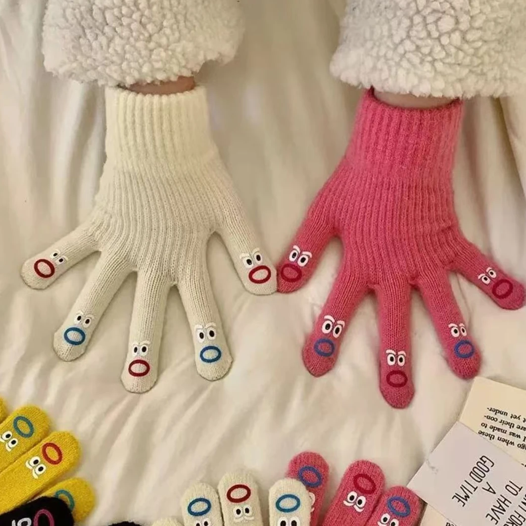怪味表情多色可选手套针织防风保暖手套女生手套