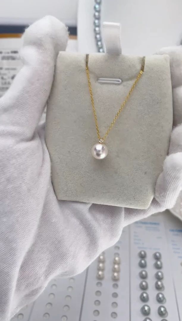 【闪购商品】海水珍珠吊坠(赠链)18K金镶嵌8-8.5特选天女戴妃