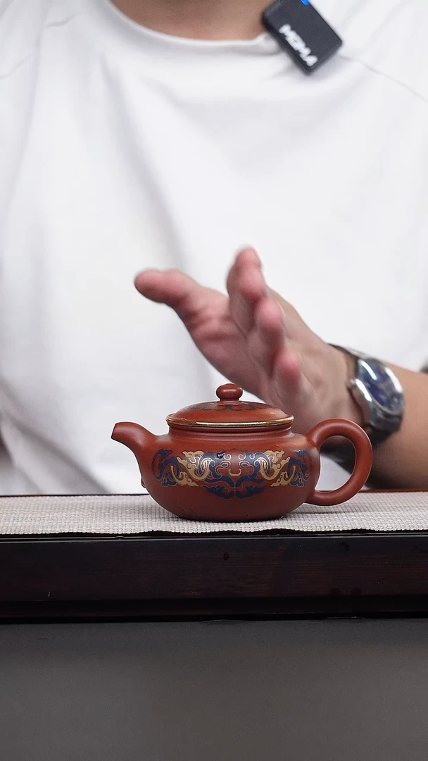 茶壶紫砂韩惠琴·大红袍珐琅彩仿古