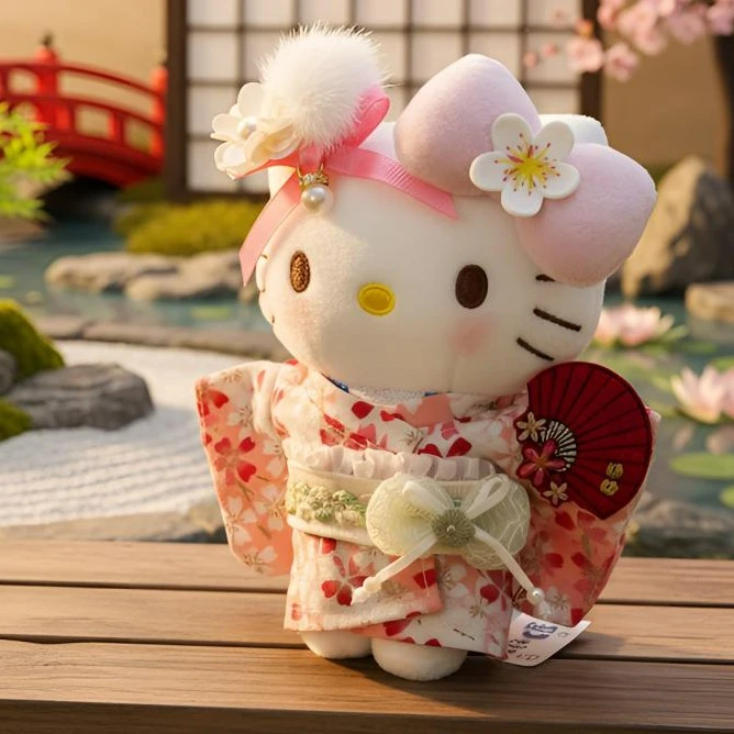 正版HelloKitty樱花和服kt挂件三丽鸥毛绒包挂玩偶送朋友生日礼物