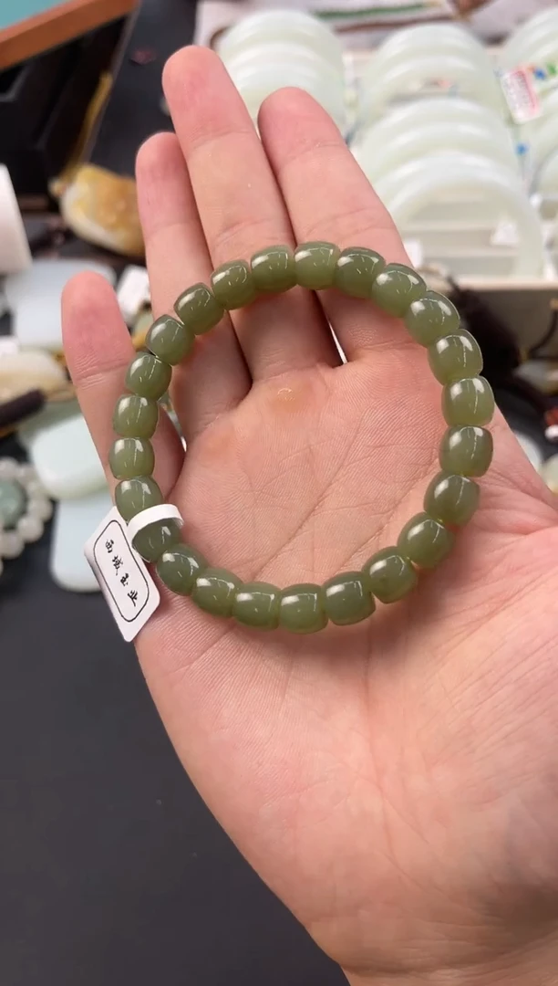 手串未镶嵌和田玉若羌青黄口直切手串卡9微色差