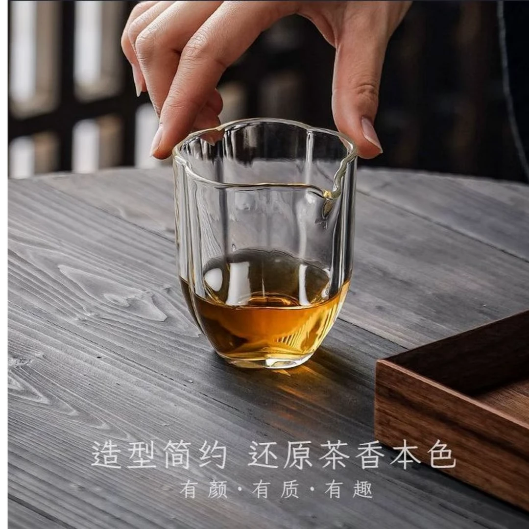 成艺梅花玻璃公道杯茶水分离杯公道杯茶海加厚分茶器