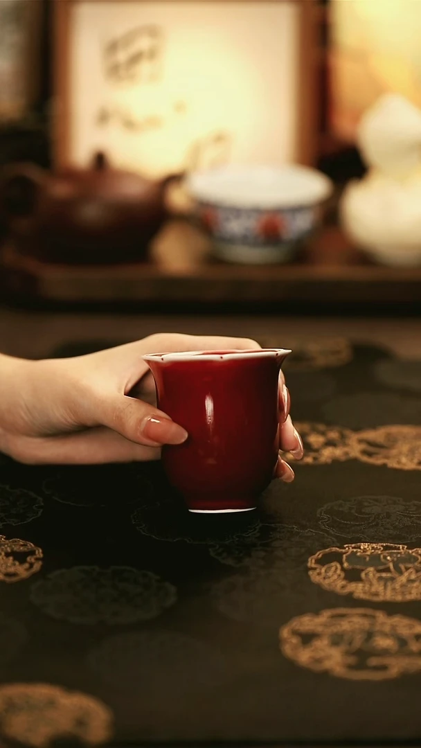 M4008/陶瓷朗红花口杯