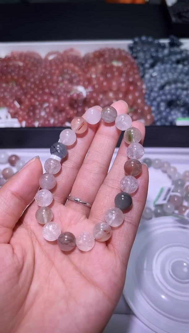 未镶嵌手串水晶J117-9mm兔毛单圈-多样性发其一