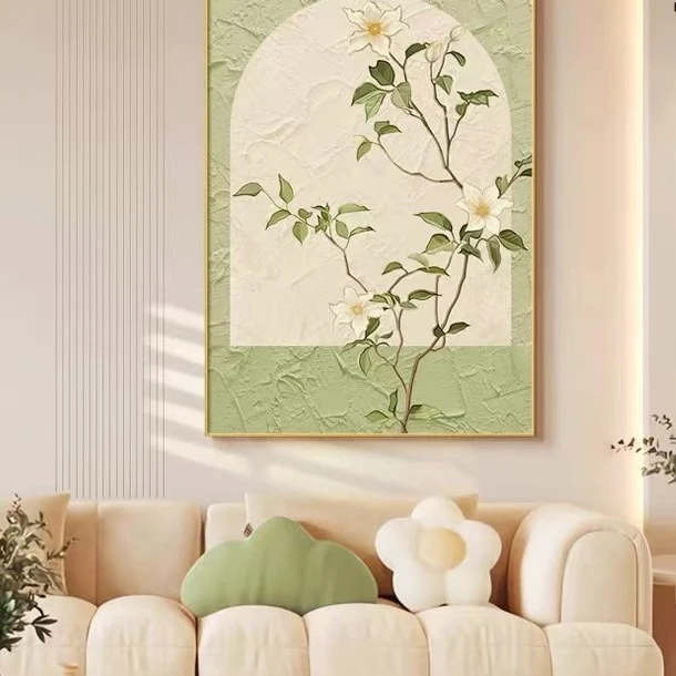 94法式奶油风客厅装饰画轻奢高级感艺术画沙发背景墙壁画6080