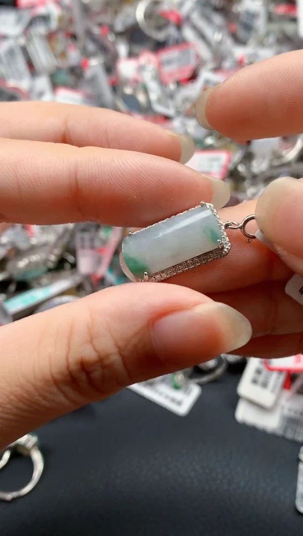 银S925镶嵌戒指翡翠天然A货缅甸翡翠