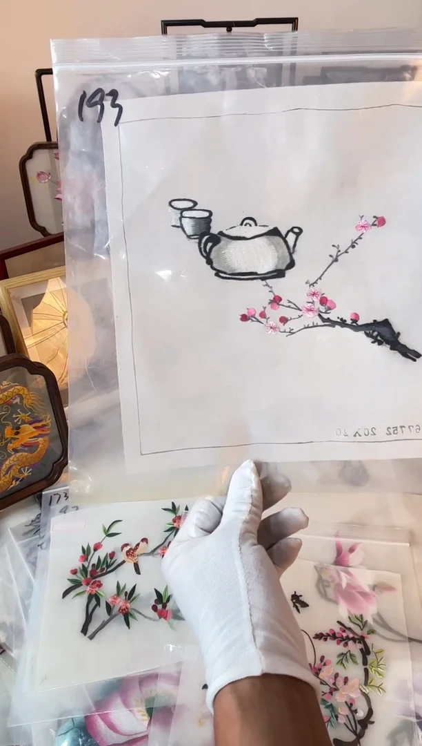 织绣纯手工苏绣双面绣绣布193