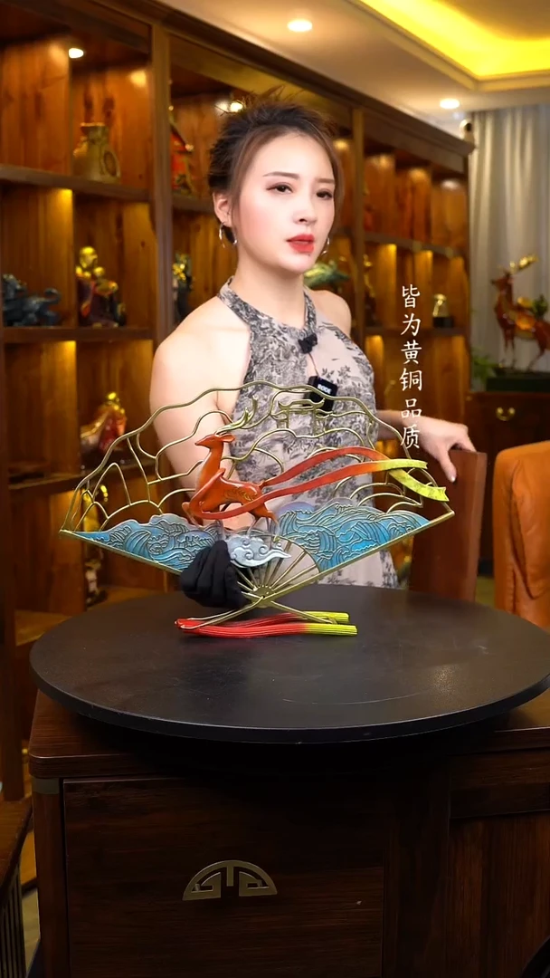 铜玄关博古架茶几书桌摆件【飞天鹿】