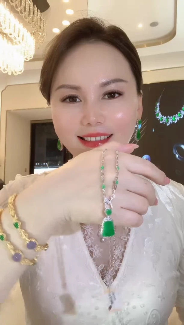 套链18K金镶嵌翡翠A78 多样性发货一件