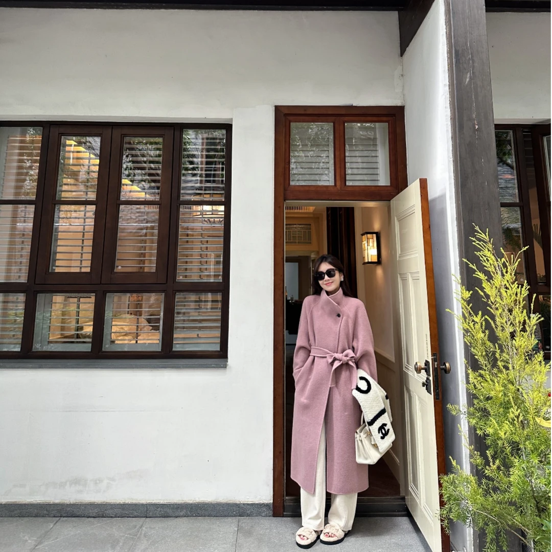 Syna希娜 西西里 羊绒羊毛双面荡领高级感呢外套