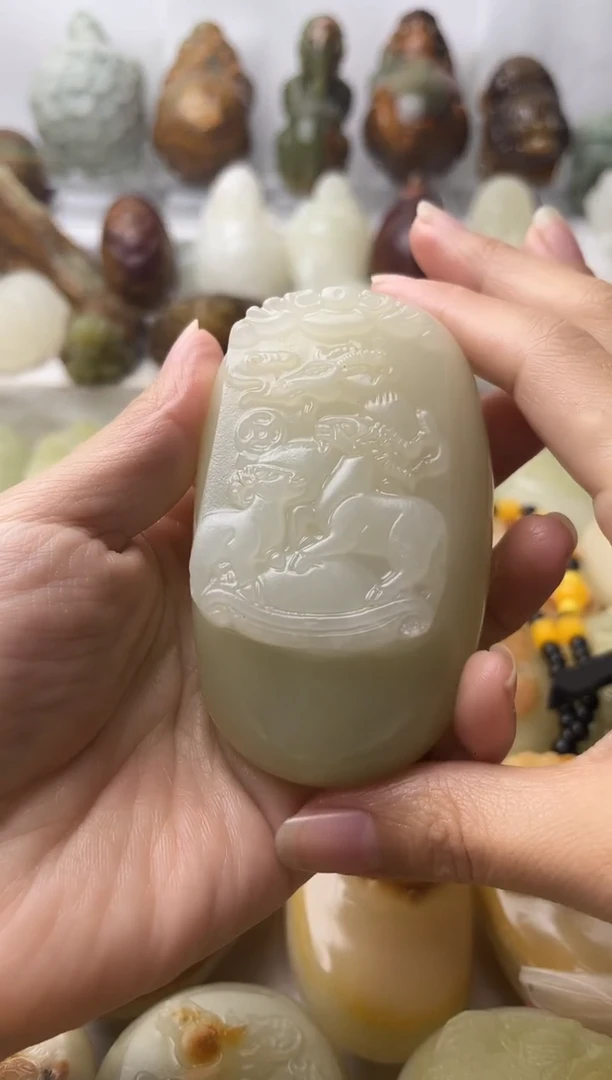 石材方解石棉纹正常不退换三羊开泰