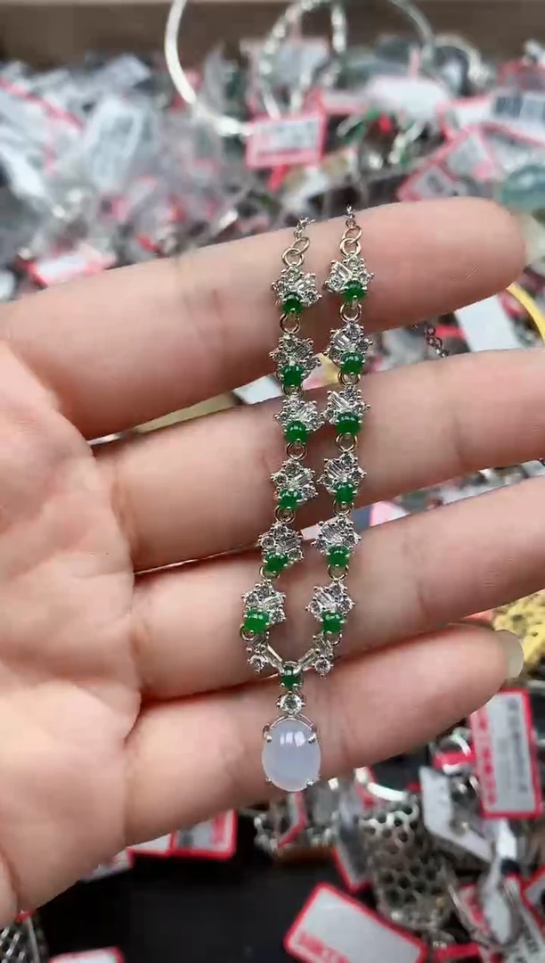 银S925镶嵌戒指翡翠天然A货缅甸翡翠