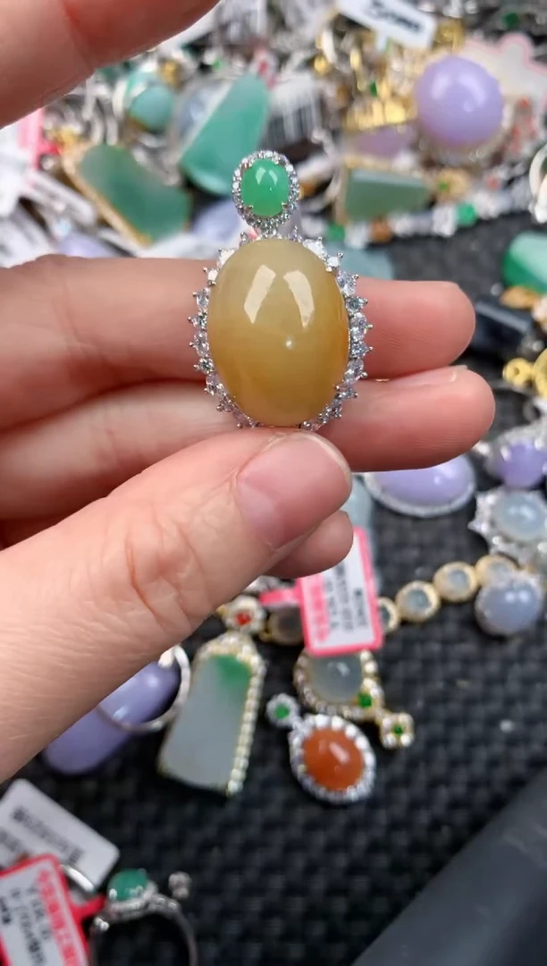 银S925镶嵌戒指翡翠13-13-13     10