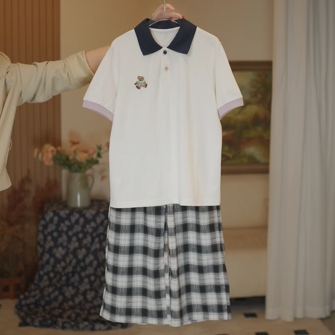 女童POLO衫套装夏款中大童韩版时尚小女孩洋气休闲短袖两件套儿童