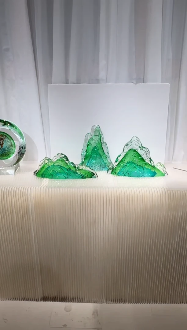摆件璨石美学翡翠山一组艺术摆件