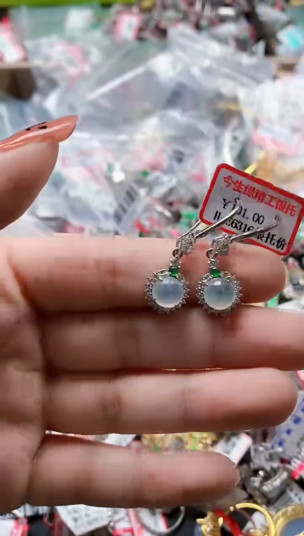 银S925镶嵌戒指翡翠天然A货缅甸翡翠