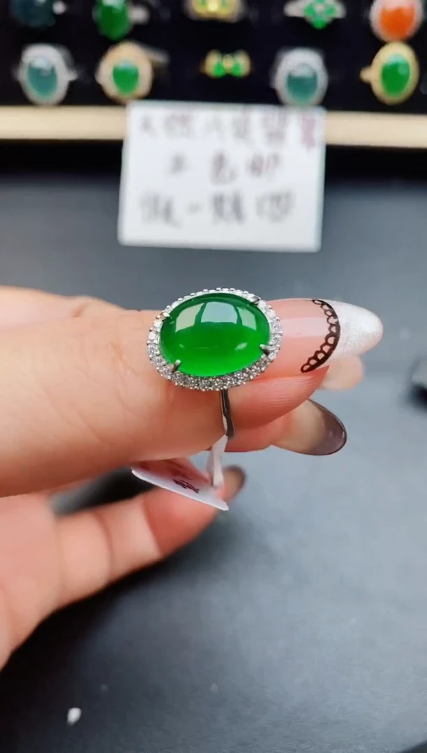 翡翠戒指银S925镶嵌5085005