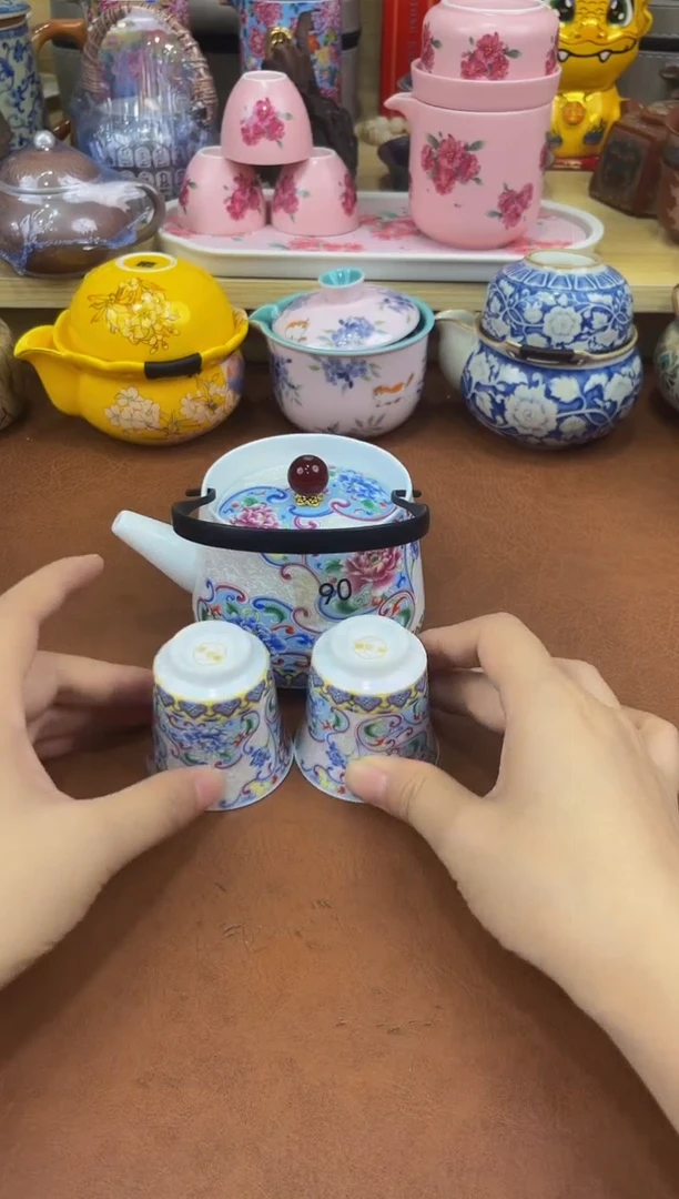 陶瓷茶具摆件旅行套组