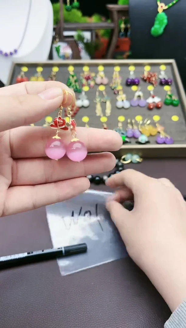 【闪购商品】玛瑙/玉髓耳钉银S925镶嵌w01000