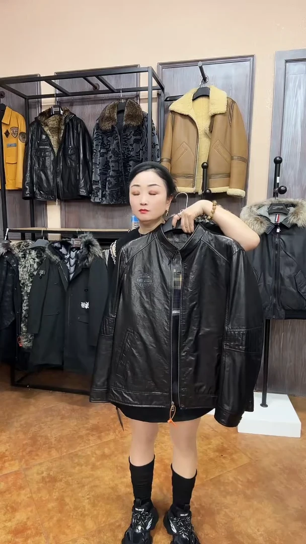 牛皮立领时尚机车服160-170斤 56