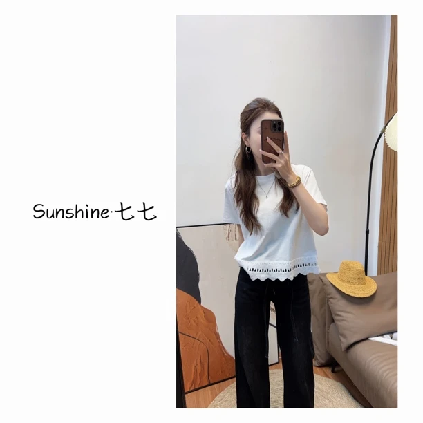 Sunshine【渡清风】韩系高质小众百搭高质简约精致遮肉夏日T恤