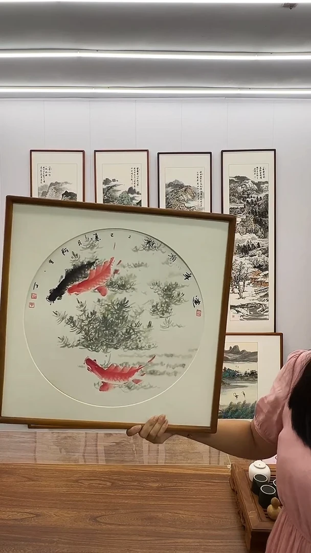 国画阿里丁  50*50 连年有余